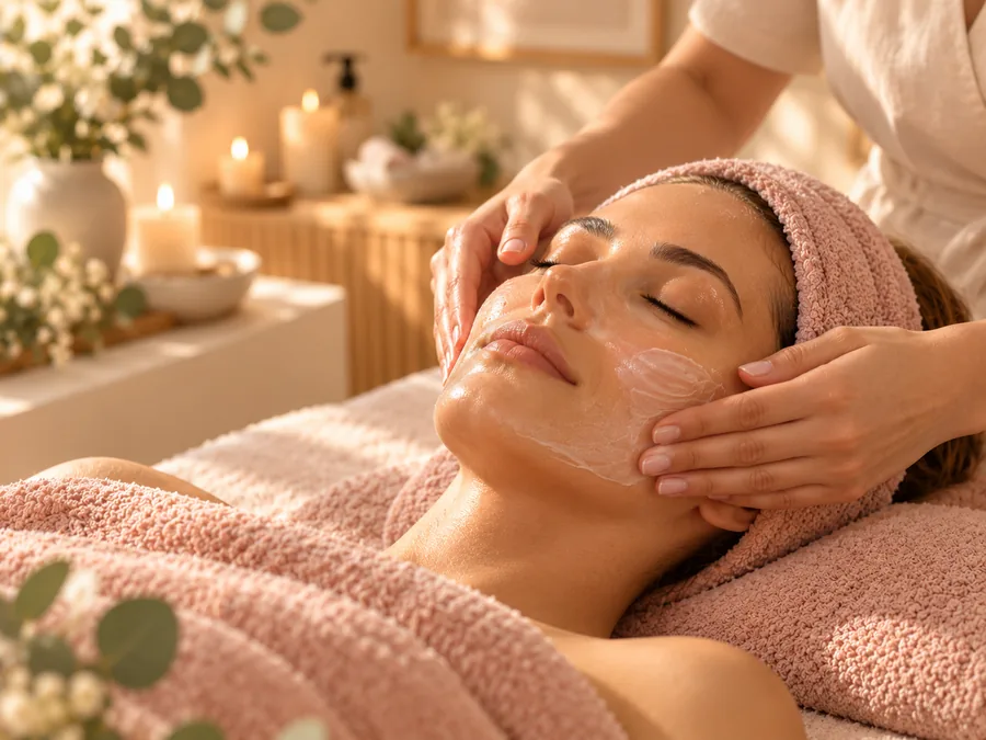 Aplicación de crema en el rostro durante un cuidado facial.
